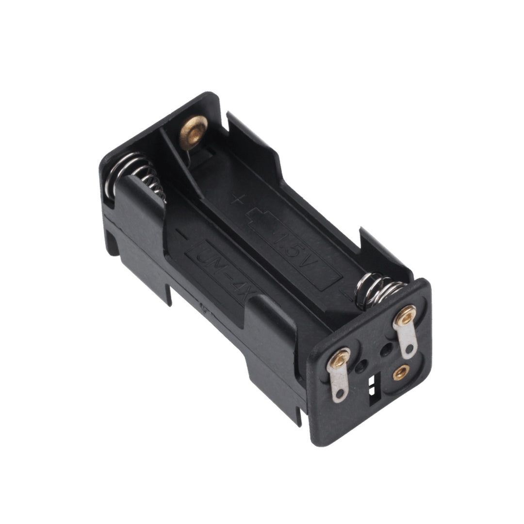 Coș pentru baterii 4xAA pătrat din plastic negru GNI0050
