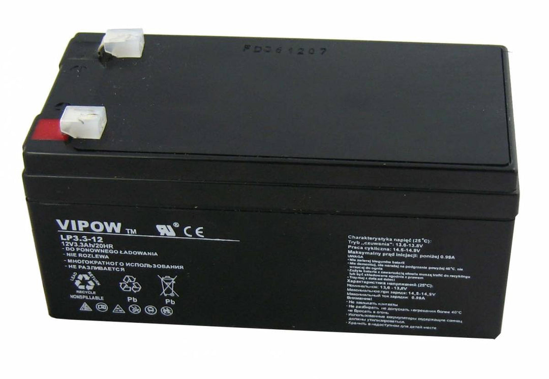 Baterie Vipow gel, fără întreținere, cu durată de viață lungă, 12V 3.3Ah