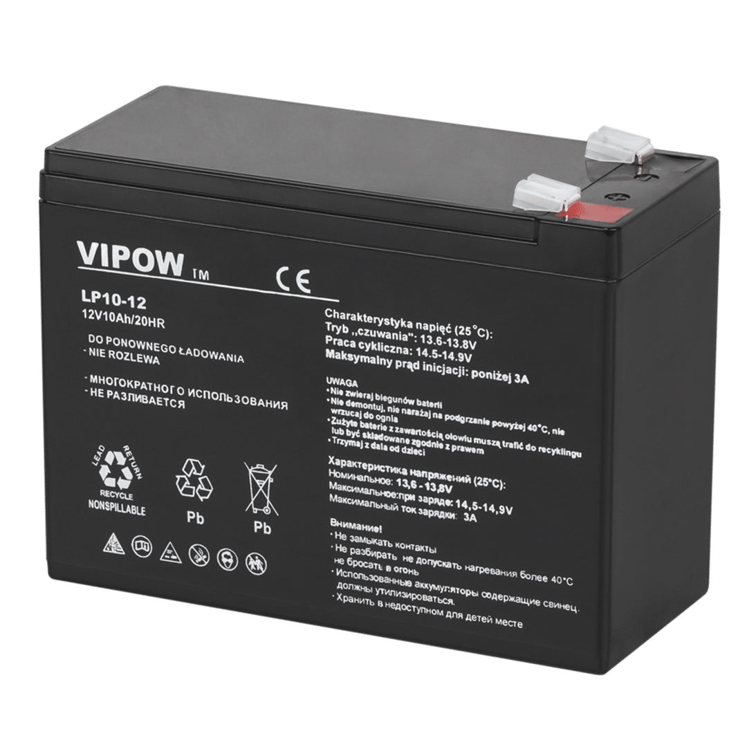 Baterie gel fără întreținere Vipow 12V 10Ah, cu durată de viață lungă