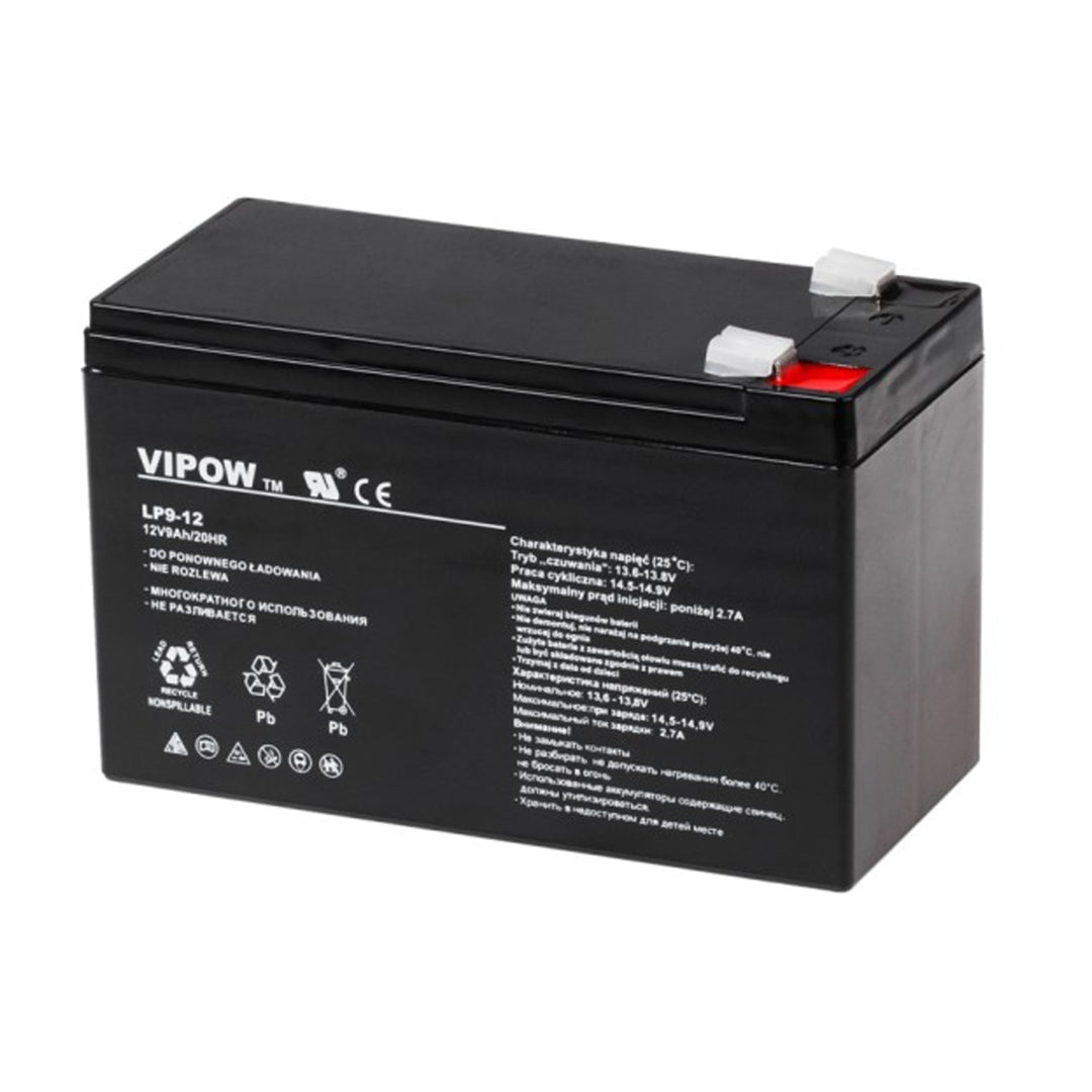 Baterie VIPOW gel, fără întreținere, cu durată lungă de viață, 12V 9Ah