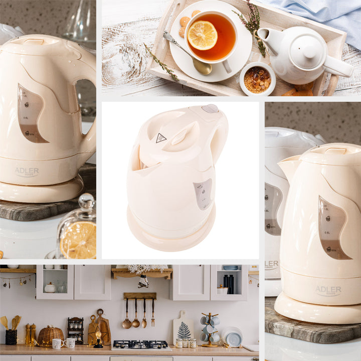 Ceainic fără fir Adler, 850W, clasic de 1L, bej, AD 08 b