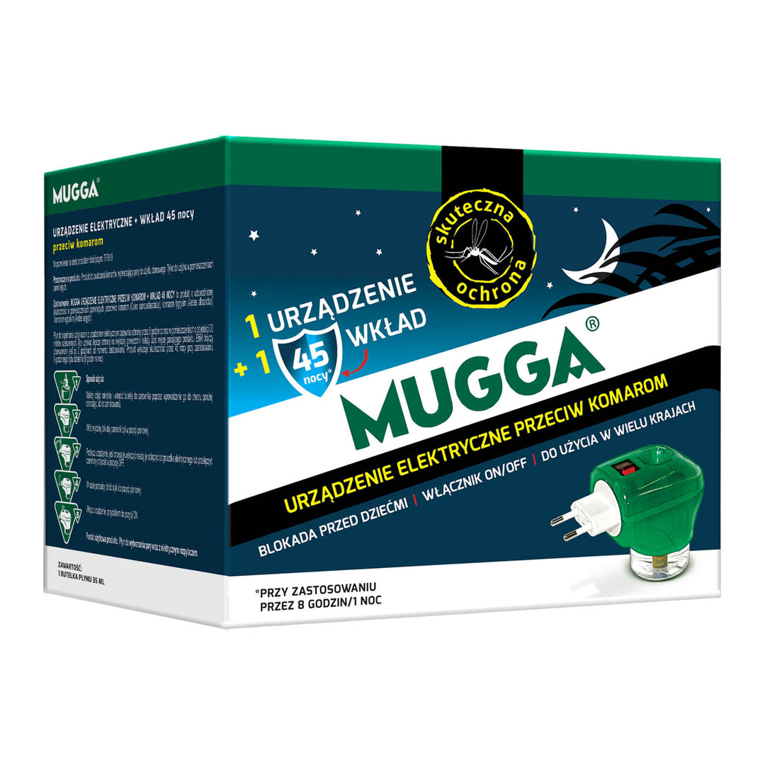 Dispozitiv electric cu Mugga 45 night 35ml de reumplere pentru repelent de țânțari Mugga 45 night 35ml