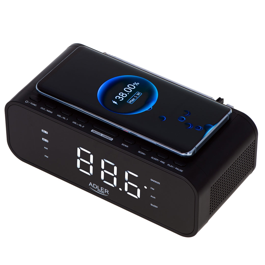 Radio cu ceas deșteptător, încărcător wireless și Bluetooth - Adler AD 1192B