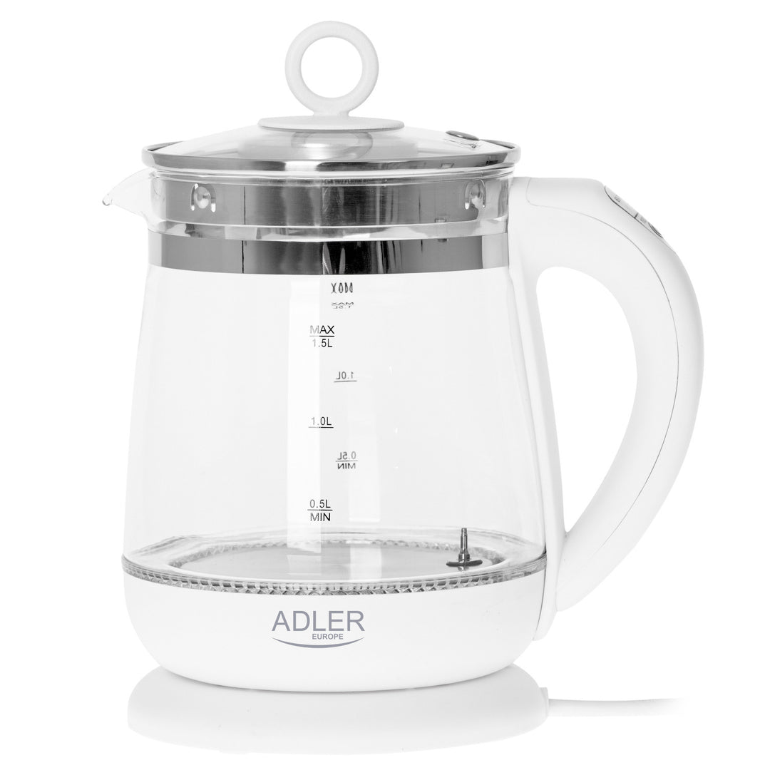 Ceainic din sticlă de 1,5 L cu filtru și control al temperaturii Adler AD 1299