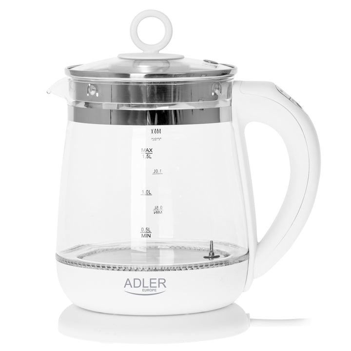 Ceainic din sticlă de 1,5 L cu filtru și control al temperaturii Adler AD 1299