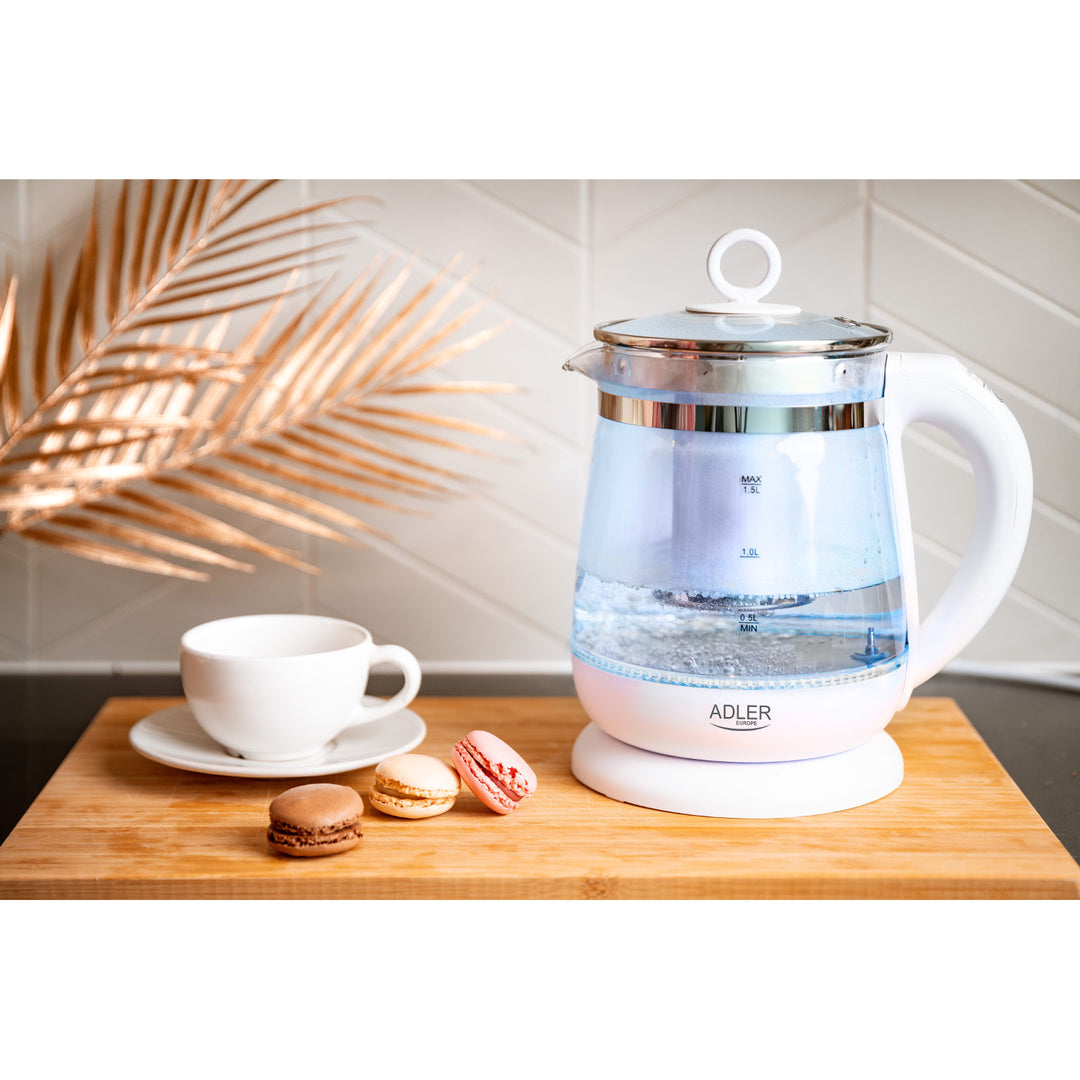 Ceainic din sticlă de 1,5 L cu filtru și control al temperaturii Adler AD 1299