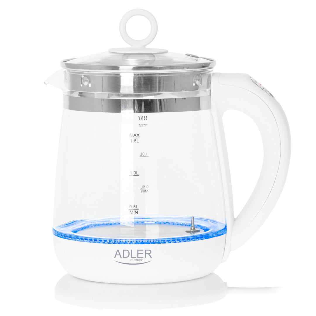 Ceainic din sticlă de 1,5 L cu filtru și control al temperaturii Adler AD 1299