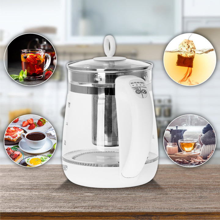Ceainic din sticlă de 1,5 L cu filtru și control al temperaturii Adler AD 1299