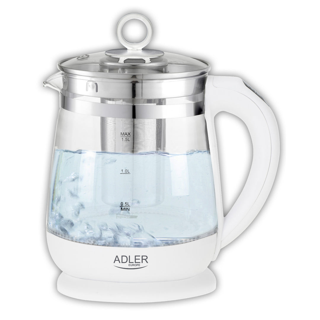 Ceainic din sticlă de 1,5 L cu filtru și control al temperaturii Adler AD 1299