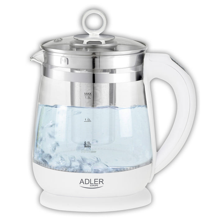Ceainic din sticlă de 1,5 L cu filtru și control al temperaturii Adler AD 1299