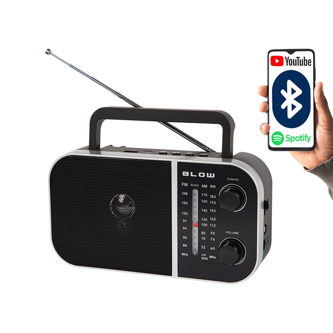 Radio analogic portabil AM/FM RA6 alimentat de la baterie și de la rețea Blow
