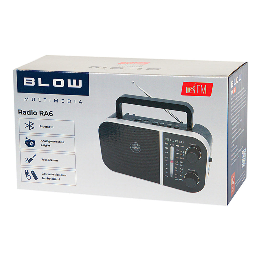 Radio analogic portabil AM/FM RA6 alimentat de la baterie și de la rețea Blow