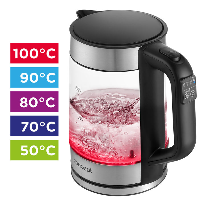 Ceainic electric din sticlă Concept de 1,7 l cu control al temperaturii RK4067