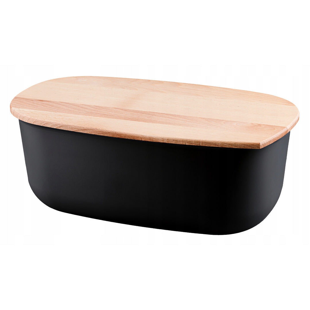 Coș de pâine Practic, lemn de fag, BFA Free, negru