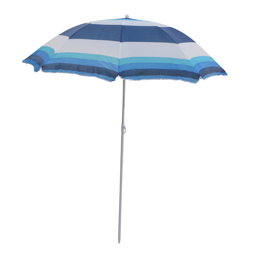 Umbrelă de grădină Master Grill&Party, 180 cm diametru, dungi alb-albastre și marine, JKB04