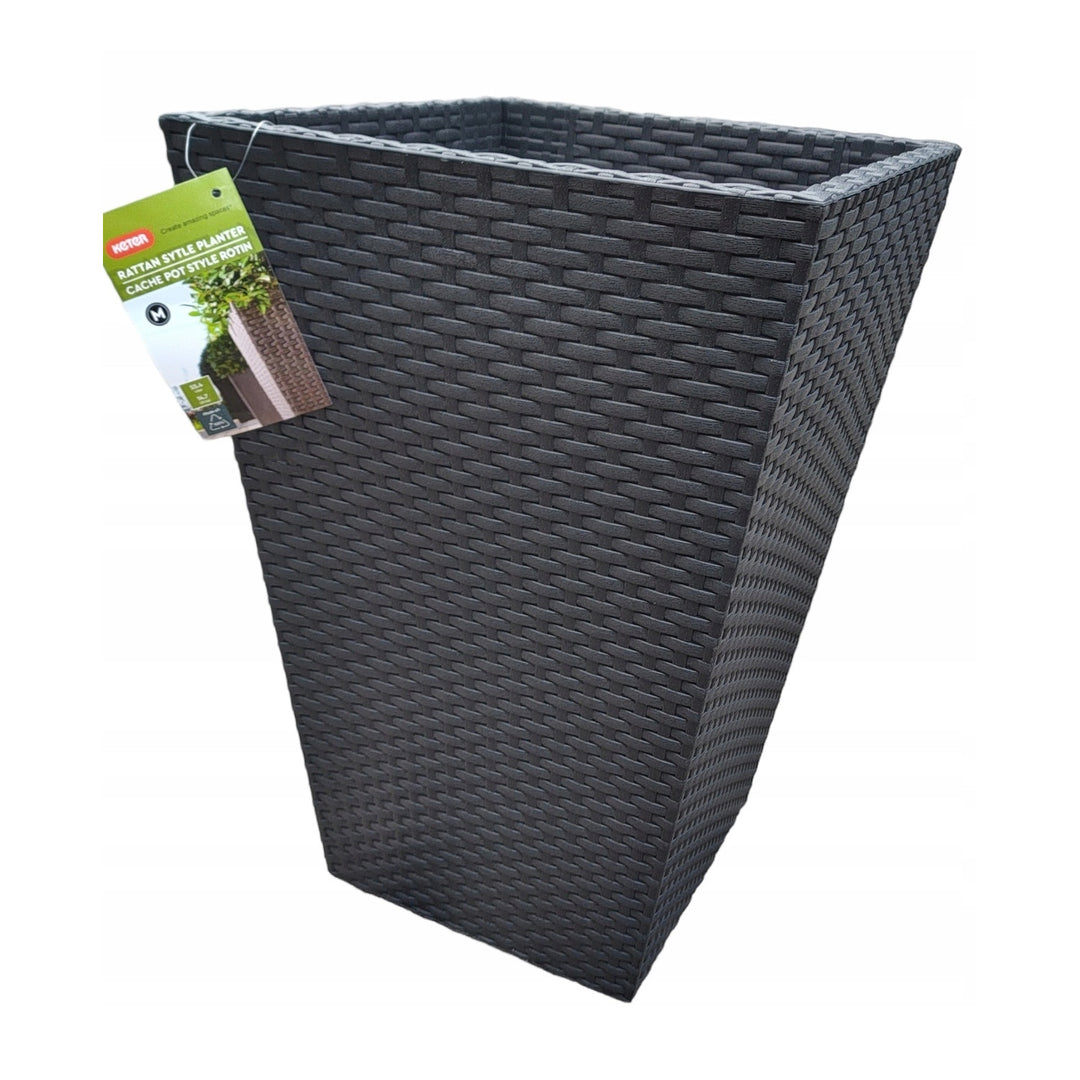 Ghiveci de flori Keter, dreptunghiular, înălțime 57 cm, antracit, Rattan Planter M