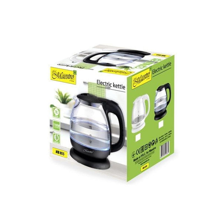 Maestro MR055 Ceainic electric din sticlă de 1L, negru - priză britanică