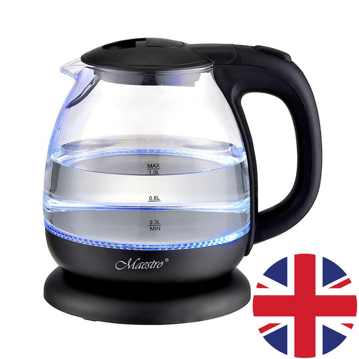 Maestro MR055 Ceainic electric din sticlă de 1L, negru - priză britanică