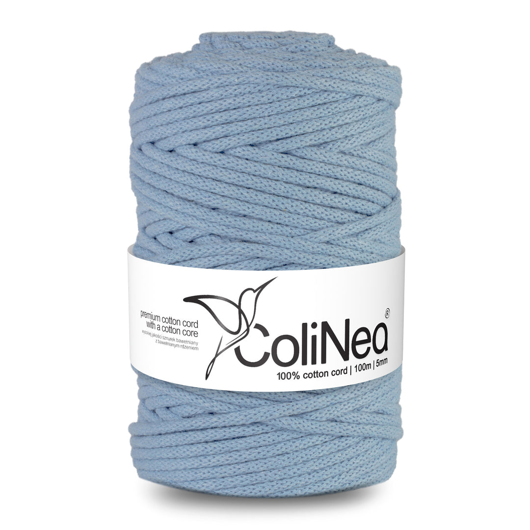 ColiNea, cordon de bumbac cu miez de bumbac, împletit, 5mm, 100m, albastru