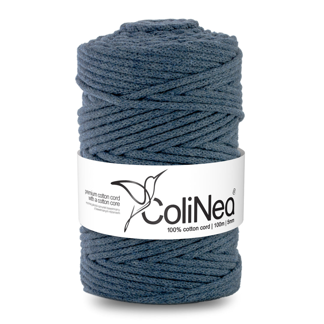 ColiNea, cordon de bumbac cu miez de bumbac, împletit, 5mm, 100m, denim deschis