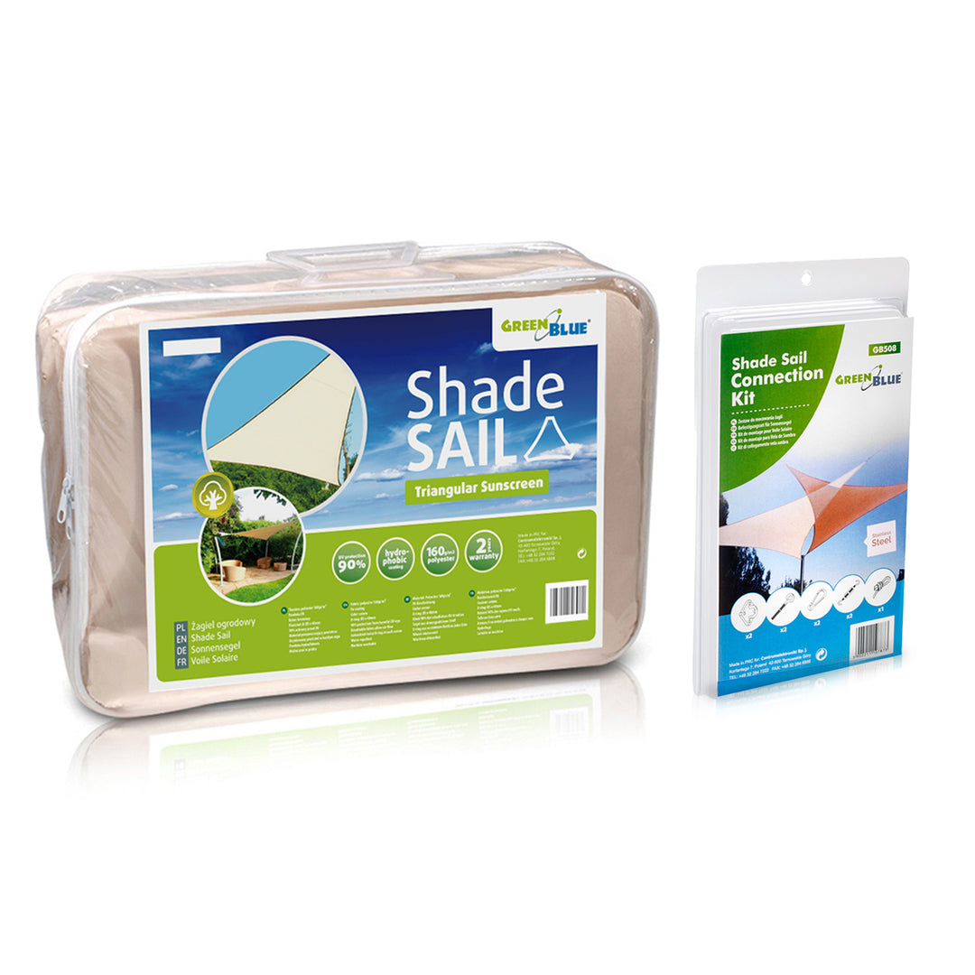 Pânza de grădină UV GreenBlue, poliester, triunghi de 3,6 m, crem, suprafață hidrofobă, GB500 + GB508