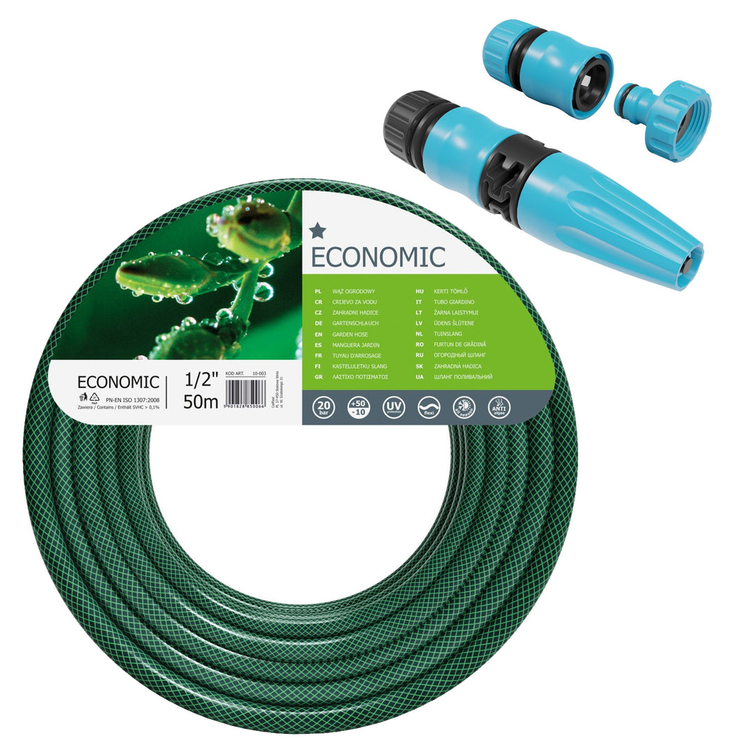 Furtun de grădină Cellfast Economic 1/2" 50m + aspersor