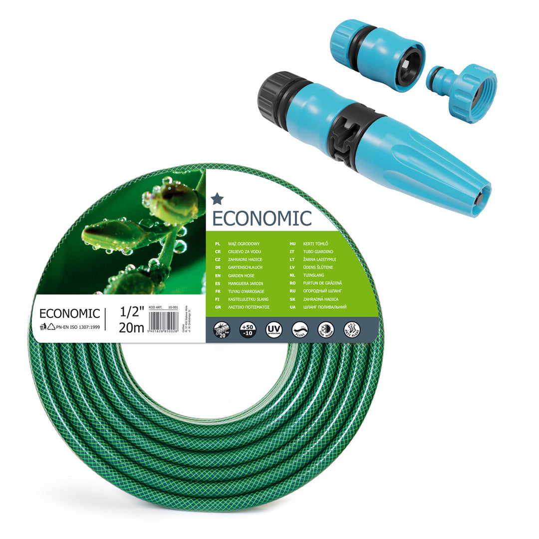 Furtun de grădină Cellfast Economic 1/2" 20m + aspersor