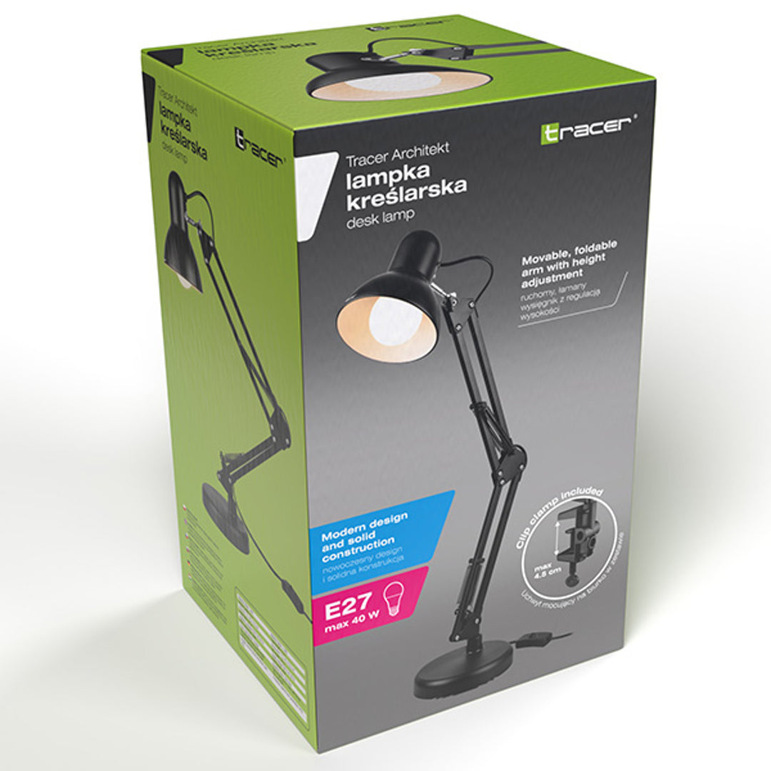 Lampă de desen Tracer, lampă de birou, filet E27, max 40W, Arhitectură