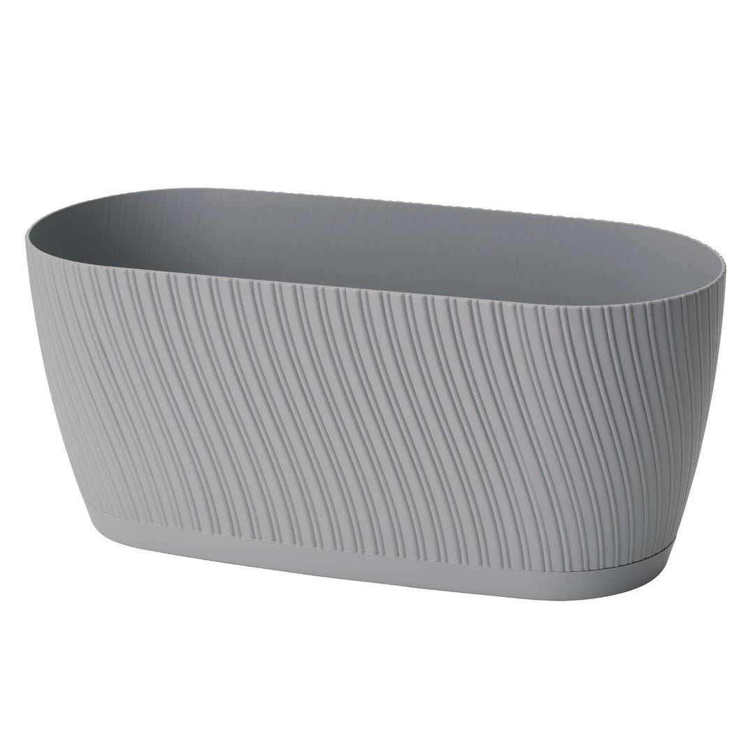 Ghiveci de flori oval cu suport, 27 cm, platină, Mika 27 Eco gri