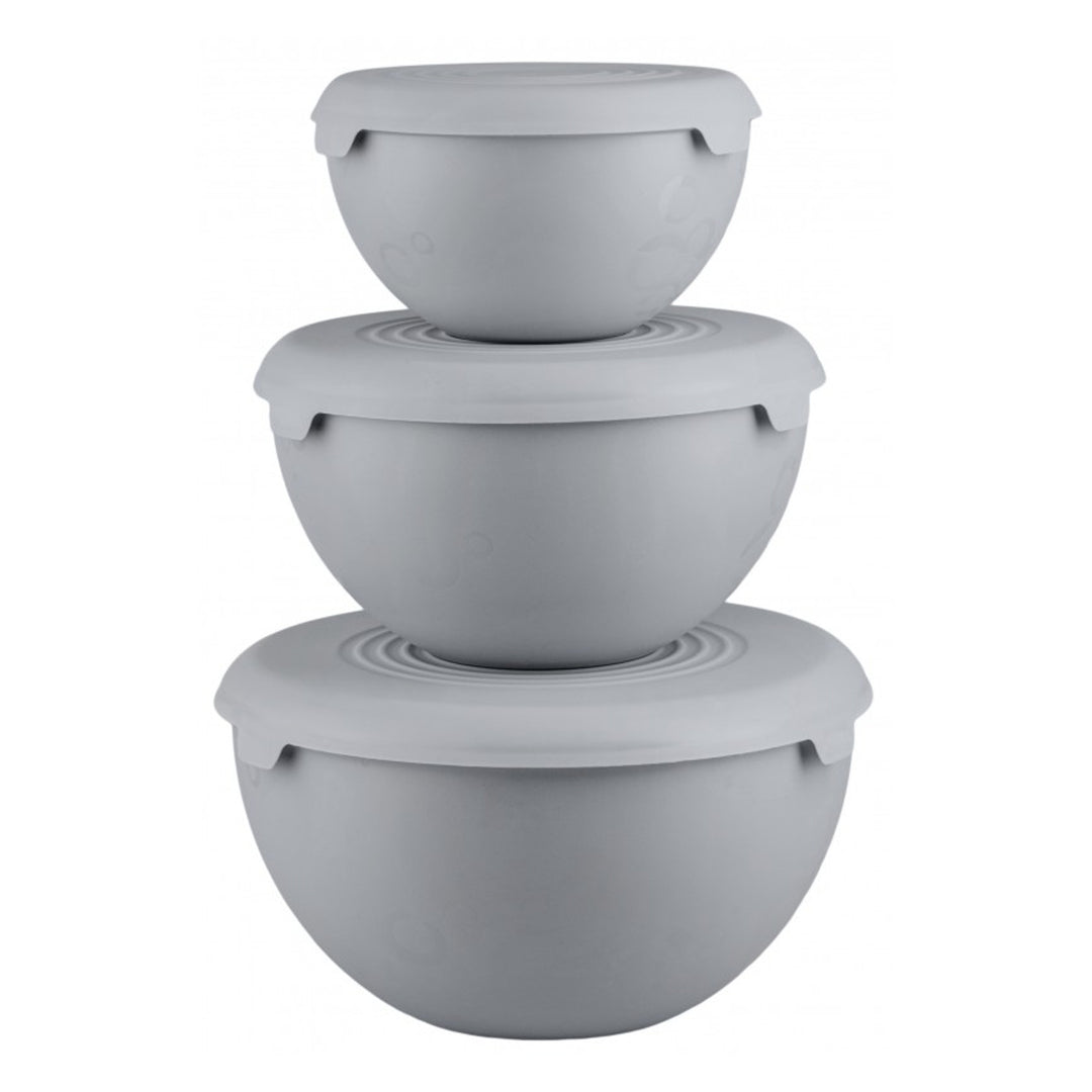 Set 3 boluri cu capac Practic, 1.5 L, 3 L, 6 L, gri