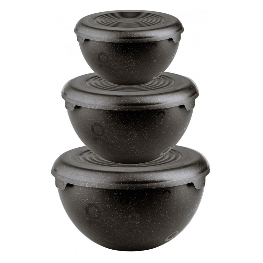 Set 3 boluri cu capac Practic, 1.5 L, 3 L, 6 L, negru