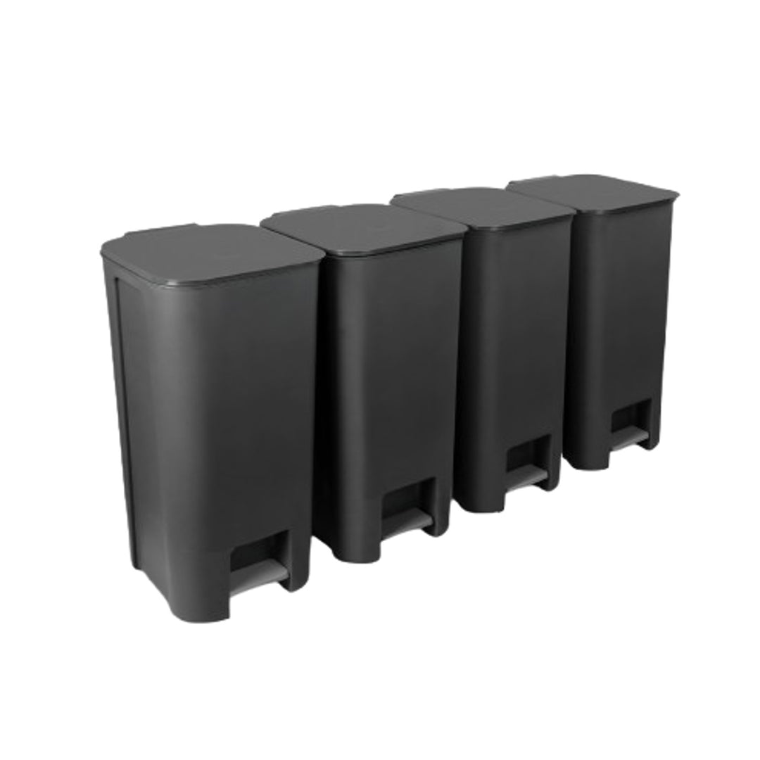 Set 4 cosuri colectare selectiva Practic, 60 x 36,5 x 29,5 cm, 40L, gri inchis