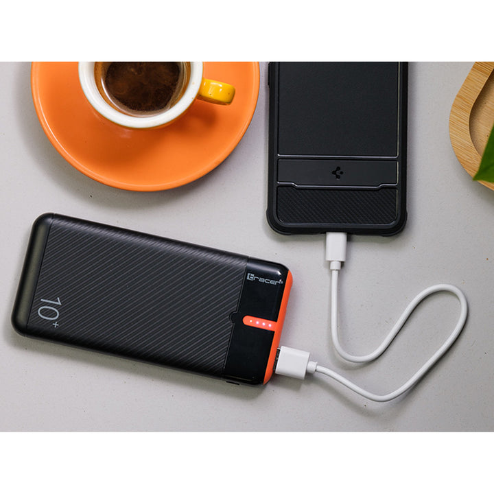 Tracer Powerbank, 10000 mAh, negru și portocaliu, USB C, 2A, EnerGo