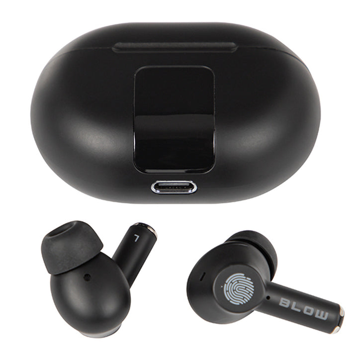 Căști fără fir BLOW, Bluetooth 5.3, afișaj LED, sistem ENC, PRO ENC BLACK