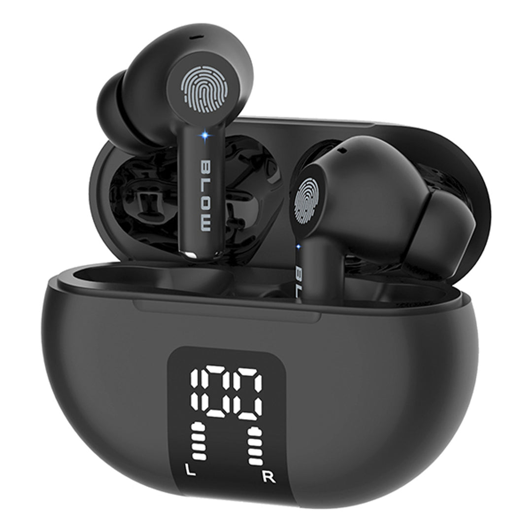 Căști fără fir BLOW, Bluetooth 5.3, afișaj LED, sistem ENC, PRO ENC BLACK