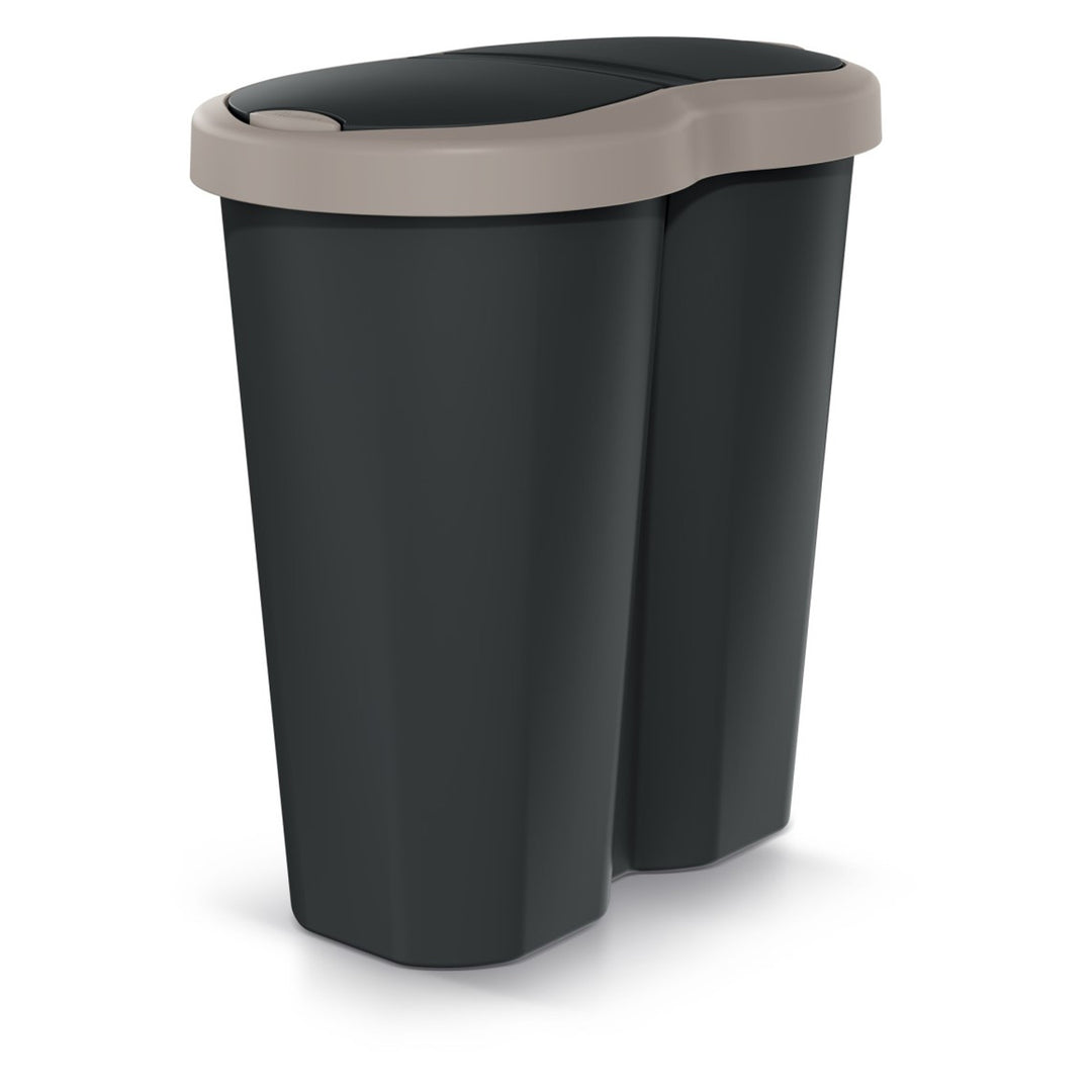 Coș de gunoi Compacta R Duo, maro/negru, capacitate 40L, un compartiment, două capace, NDRF40-WG5C_S411