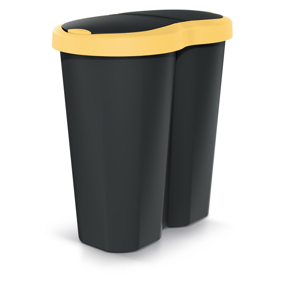 Coș de gunoi Compacta R Duo, galben/negru, capacitate 40L, un compartiment, două capace, NDRF40-1215C_S411
