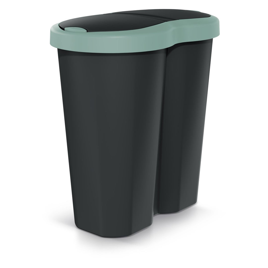 Coș de gunoi Compacta R Duo, verde/negru, capacitate 40L, un compartiment, două capace, NDRF40-5575C_S411