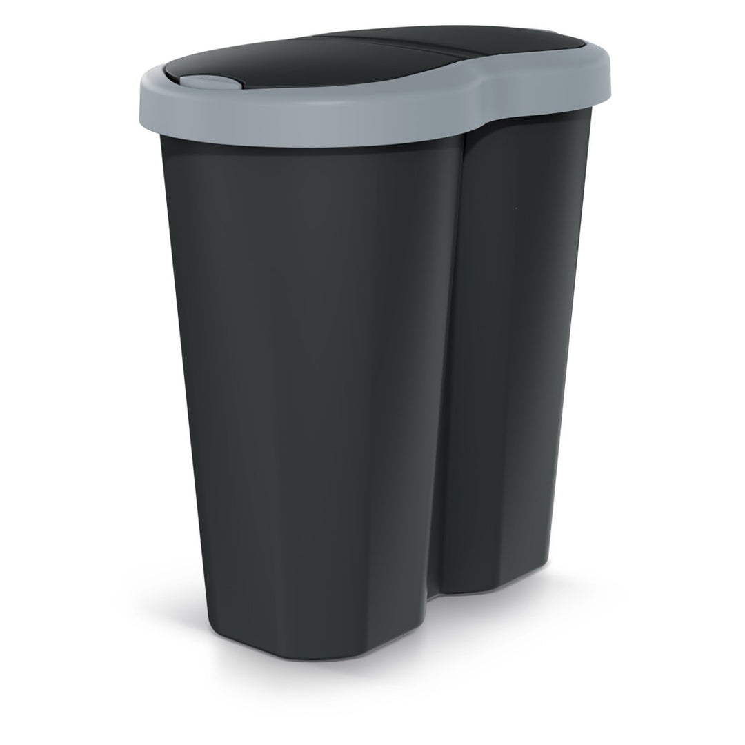 Coș de gunoi Compacta R Duo, gri/negru, capacitate 40L, un compartiment, două capace, NDRF40-429U_S411