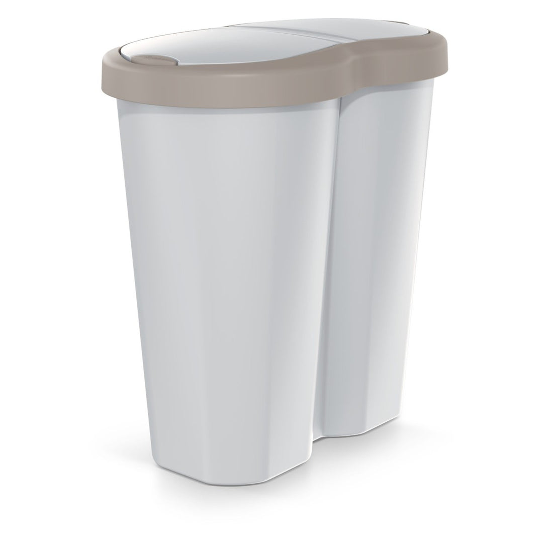 Coș de gunoi Compacta R Duo, maro/ashmere, capacitate 40L, un compartiment, două capace, NDRF40-WG5C_427C