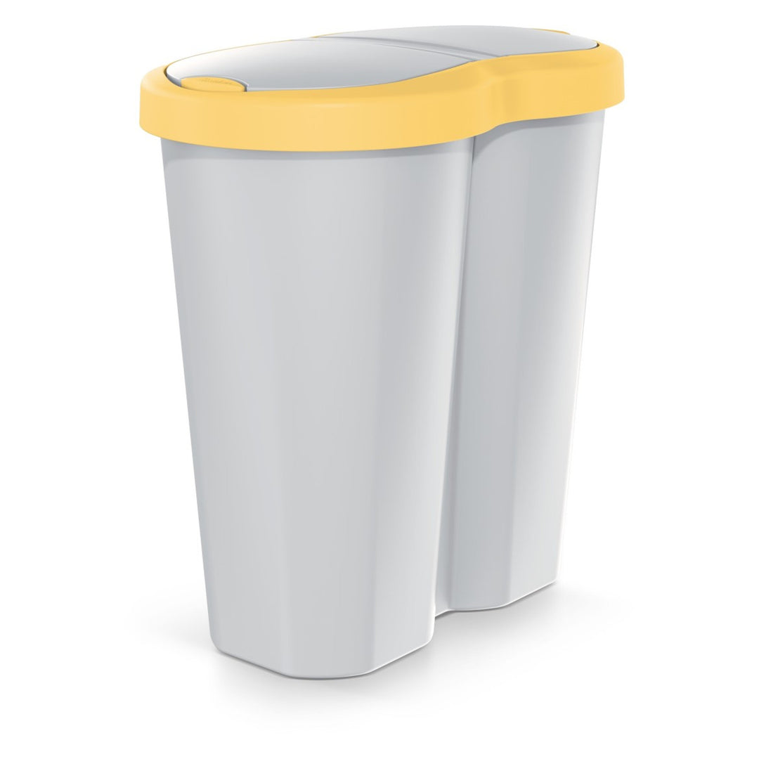 Coș de gunoi Compacta R Duo, galben/ash, capacitate 40L, un compartiment, două capace, NDRF40-1215C_427C