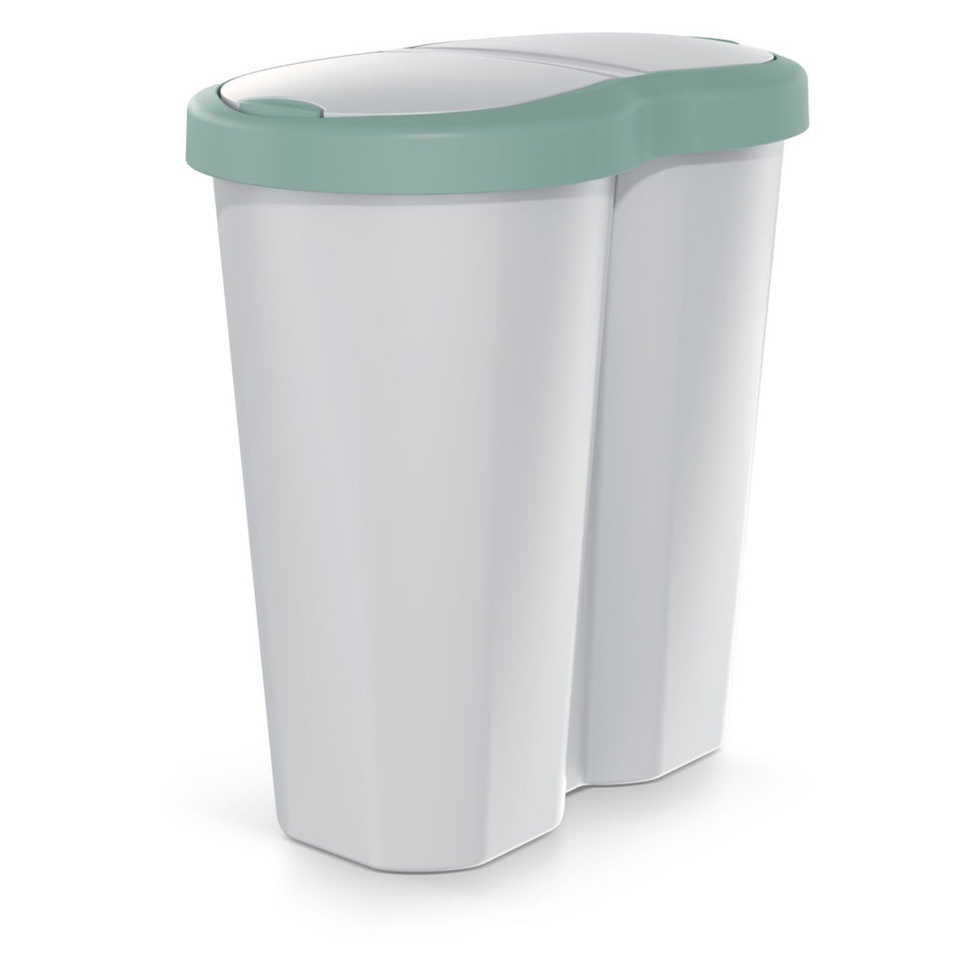 Coș de gunoi Compacta R Duo, verde/ashmere, capacitate 40L, un compartiment, două capace, NDRF40-5575C_427C