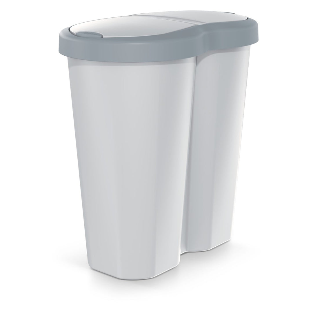 Coș de gunoi Compacta R Duo, gri/gri, capacitate 40L, un compartiment, două capace, NDRF40-429U_427C