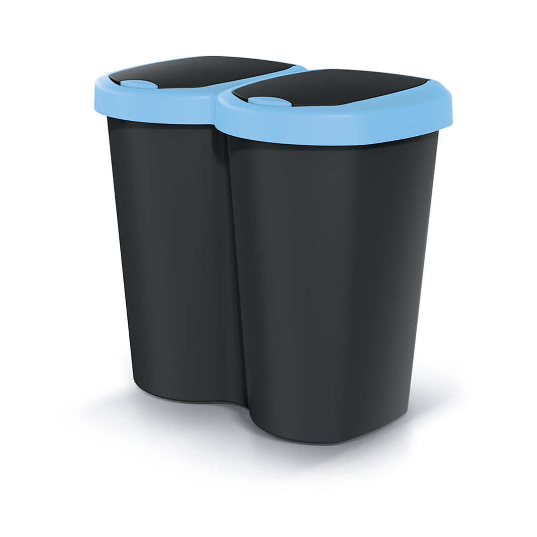 Coș de gunoi Compacta B Duo, albastru/negru, capacitate 40L, un compartiment, două capace, versiune montată pe perete, NDBS40-2717C_S411