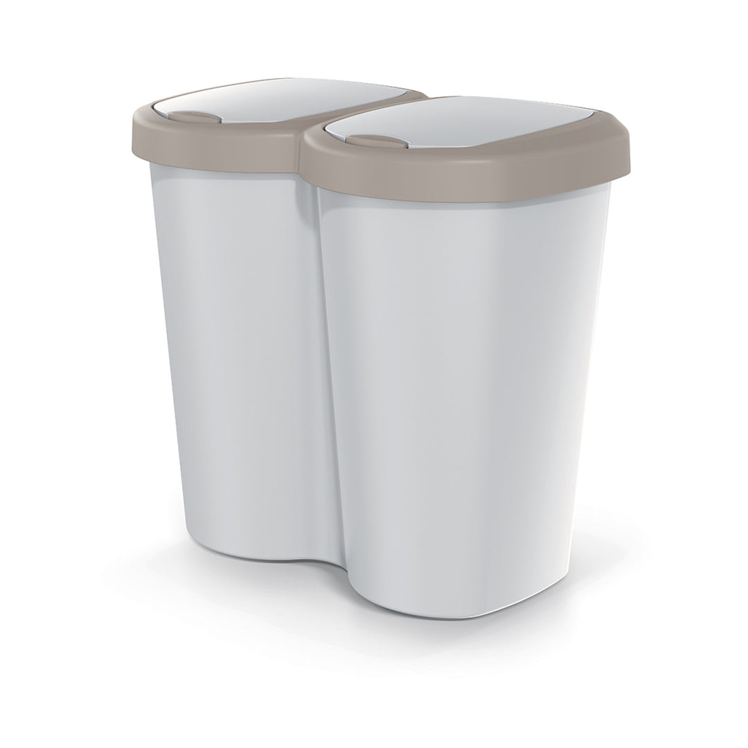 Coș de gunoi Compacta B Duo, maro/șmir, capacitate 40L, un compartiment, două capace, versiune montată pe perete, NDBS40-WG5C_427C
