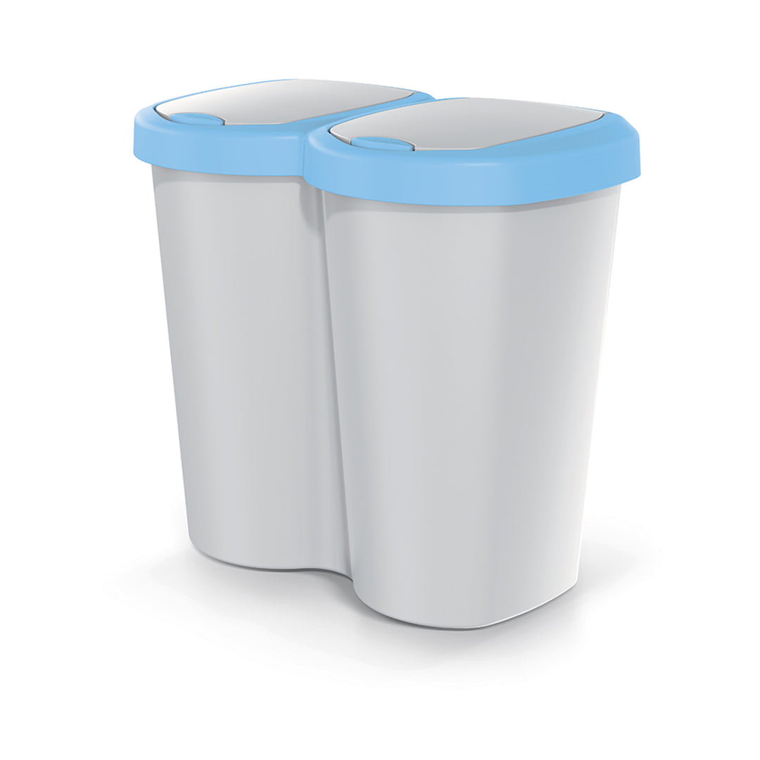 Coș de gunoi Compacta B Duo, albastru/ashmere, capacitate 40L, un compartiment, două capace, versiune montată pe perete, NDBS40-2717C_427C