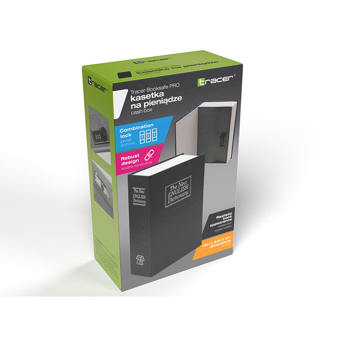 Cutie de bani Tracer, imitație de carte, încuietoare cu combinație, BookSafe Pro