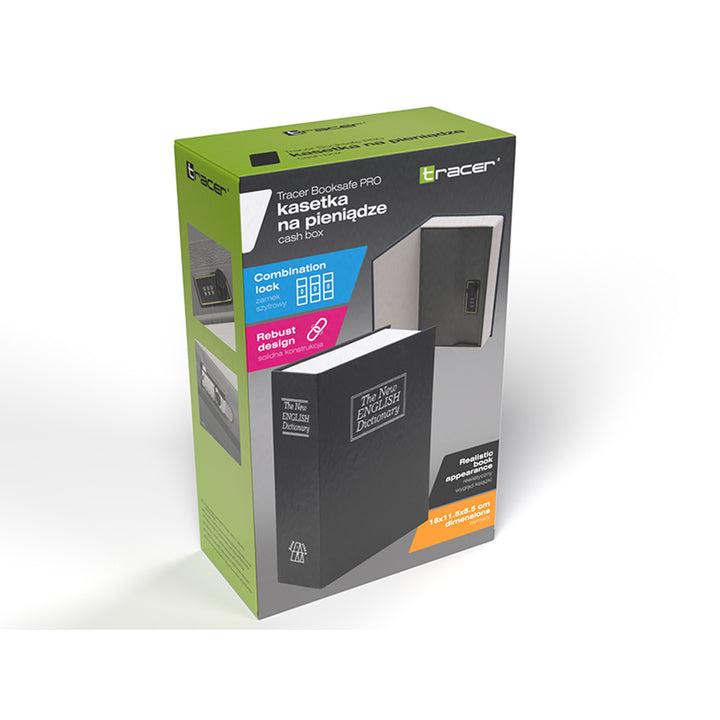 Cutie de bani Tracer, imitație de carte, încuietoare cu combinație, BookSafe Pro