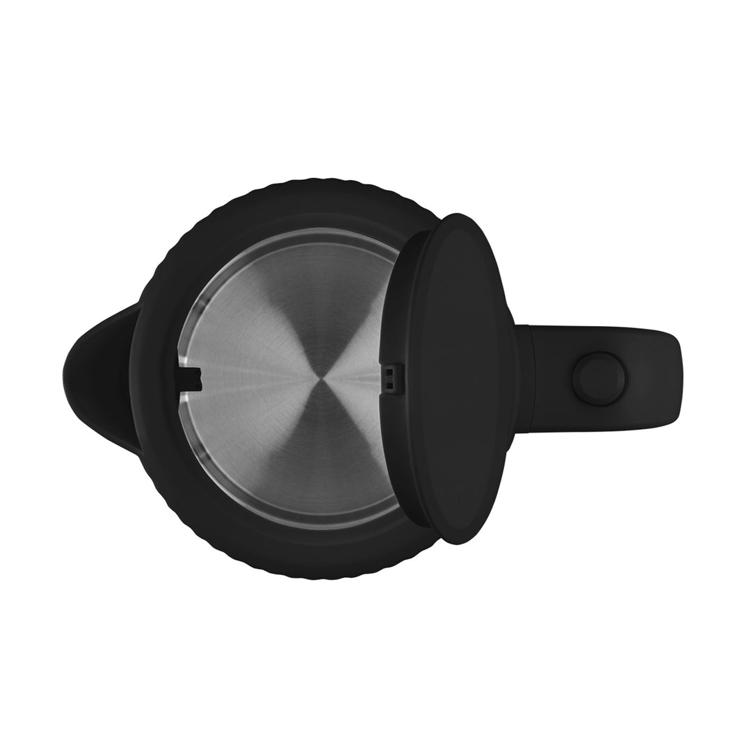 Ceainic electric Concept din plastic, 1,7L, design cu caneluri, sistem triplu de siguranță, filtru de sedimente, indicator al nivelului de apă, negru, RK2391