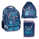 Set școlar Stitch Paso, rucsac cu două compartimente, elemente reflectorizante și spate rigidizat, penar fără conținut, dar cu buzunare pentru rechizite, sac pentru pantofi care poate fi purtat pe spate, DS26XX